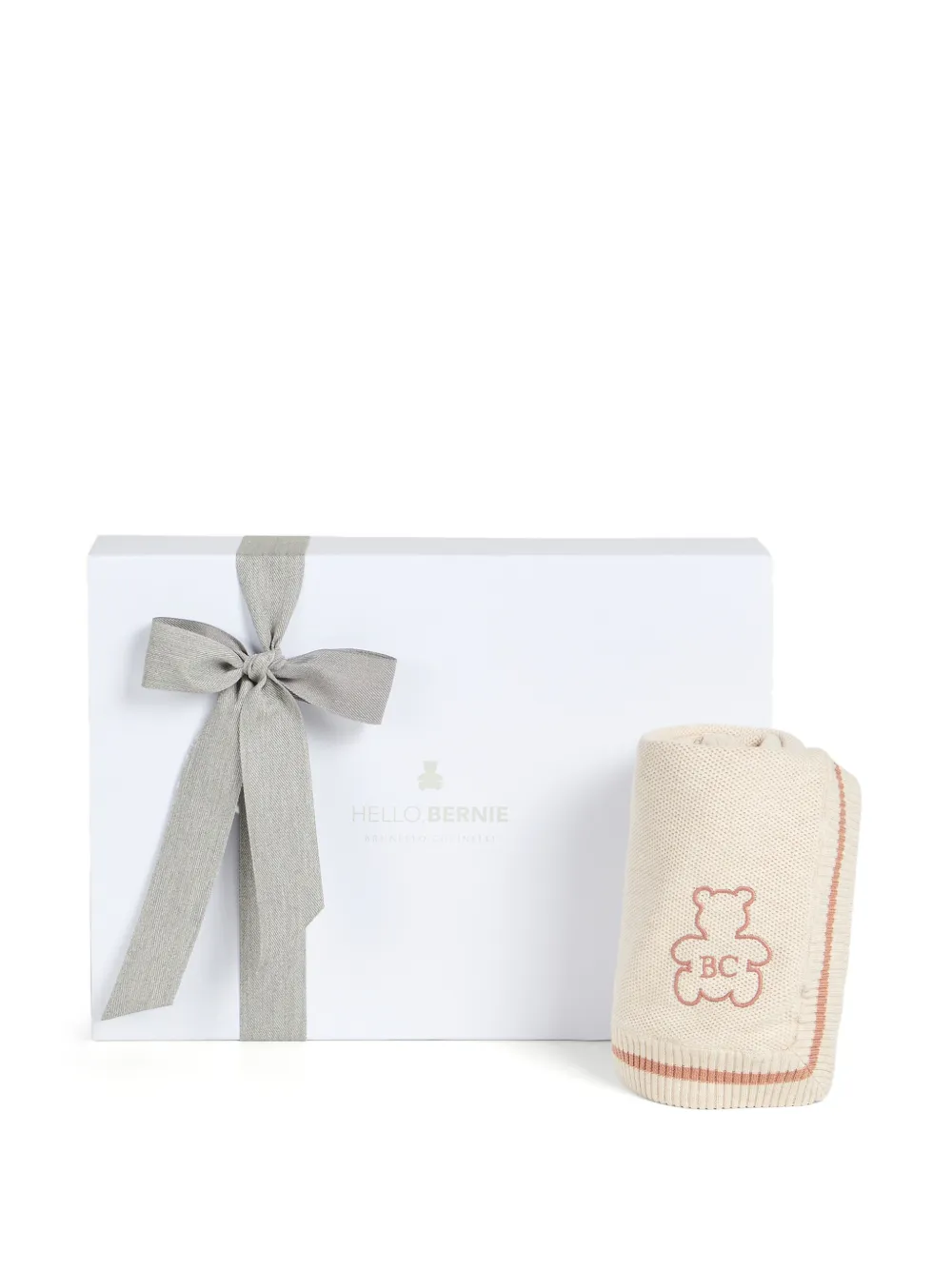  Brunello Cucinelli Kids Couverture Baby Bernie En Maille De Coton Alvéolée à Broderie - Tons Neutres 