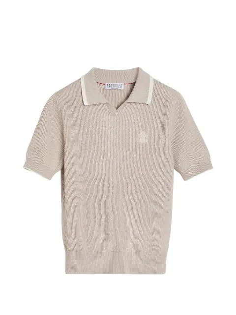 Brunello Cucinelli Kids polo de canalé con logo