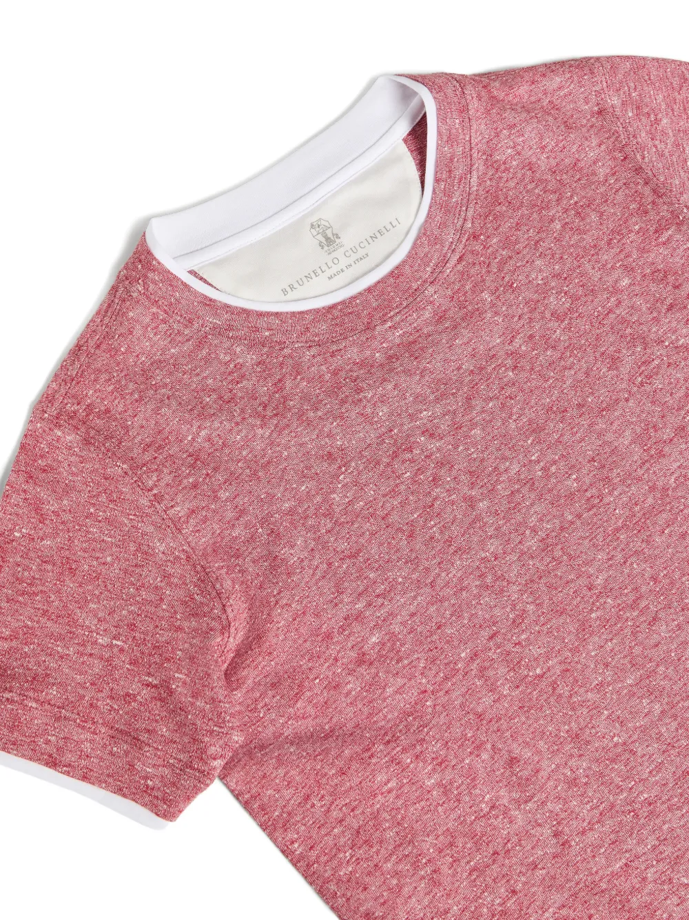 Brunello Cucinelli Kids Linnen en katoenen jersey T-shirt Rood