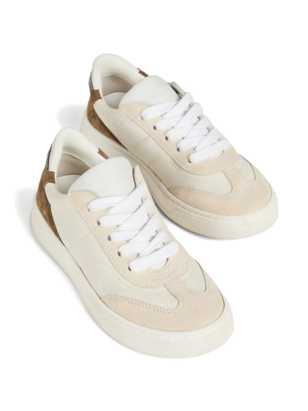 Brunello Cucinelli Kids suede Monili sneakers Beige