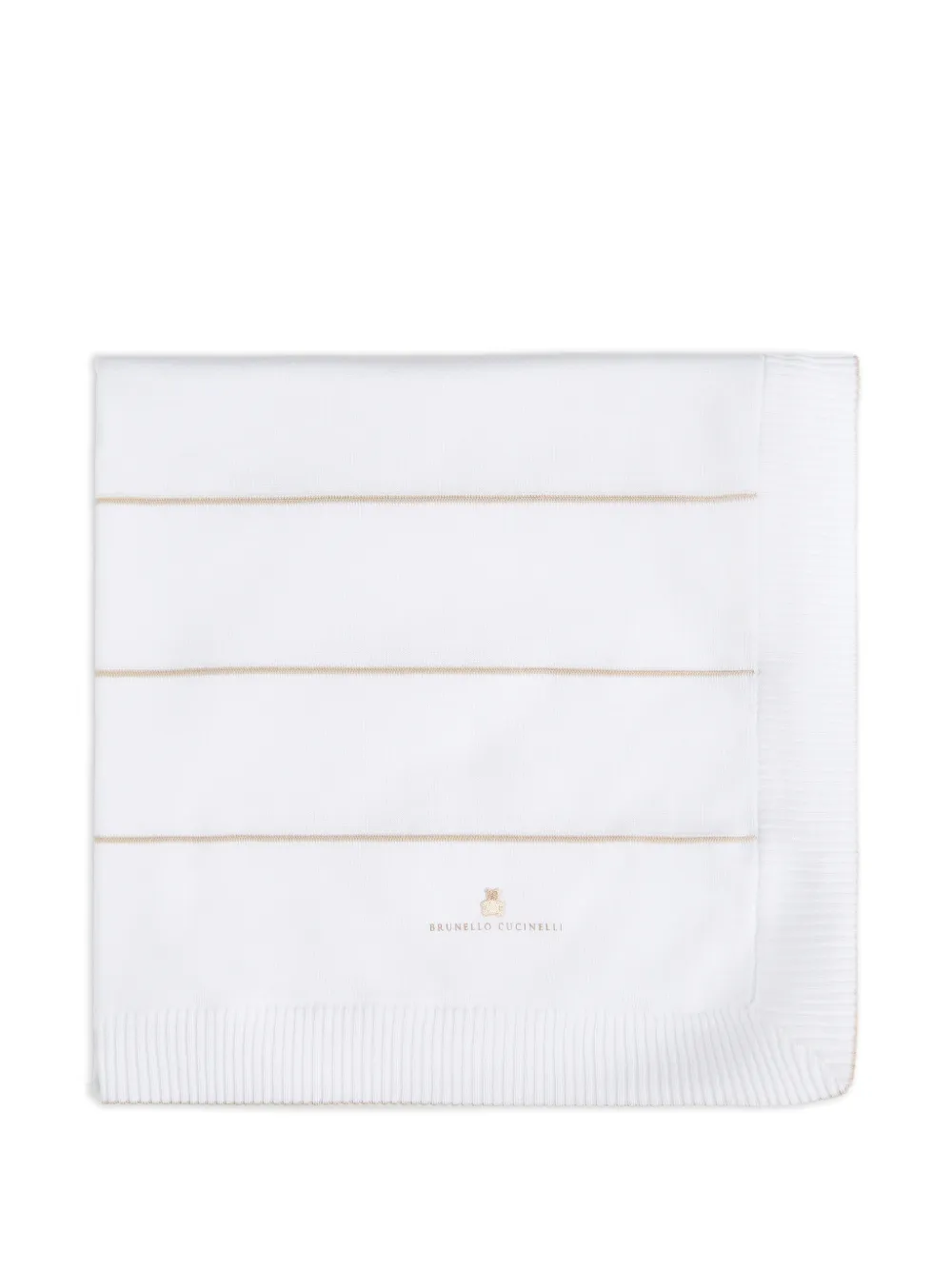 Brunello Cucinelli Kids striped cotton lightweight knit Baby Bernie blanket - Bianco