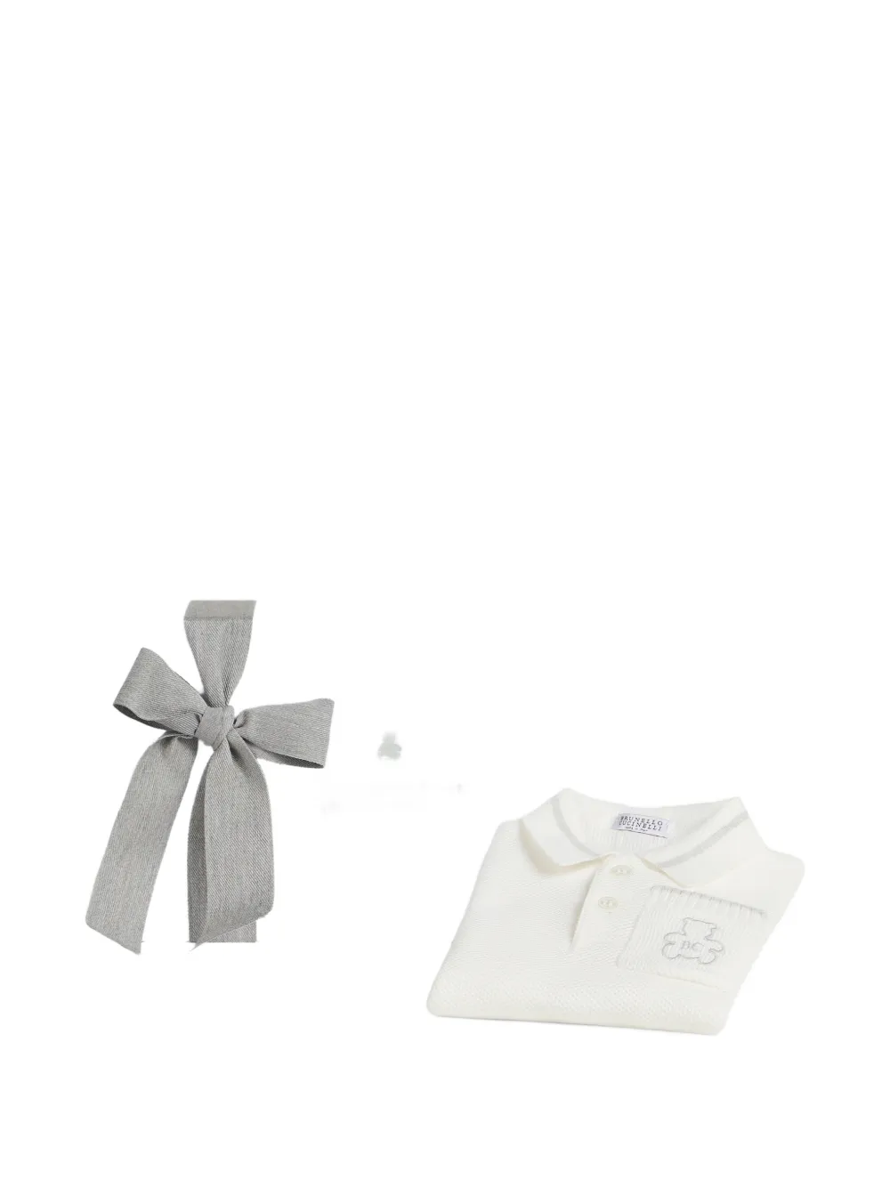 Brunello Cucinelli Kids Bernie katoenen poloshirt met honingraat stiksel Wit