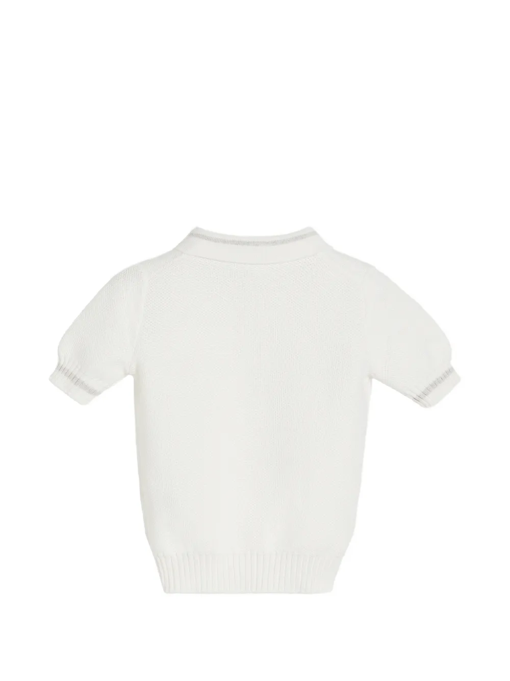 Brunello Cucinelli Kids Bernie katoenen poloshirt met honingraat stiksel Wit