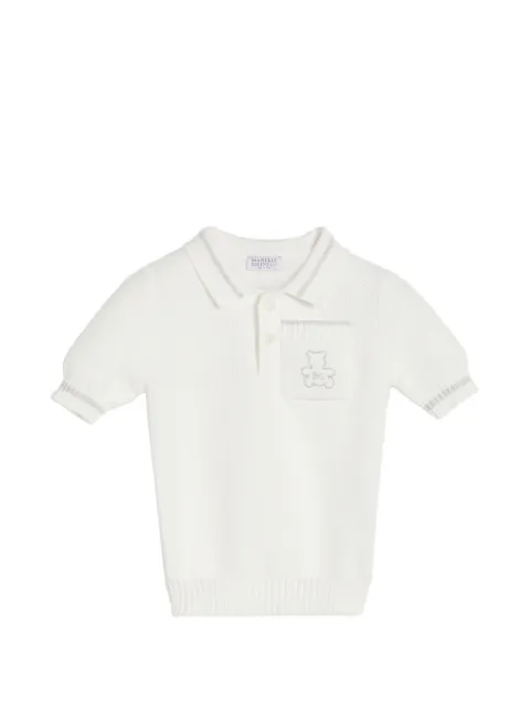 Brunello Cucinelli Kids cotton honeycomb stitch knit baby Bernie polo shirt