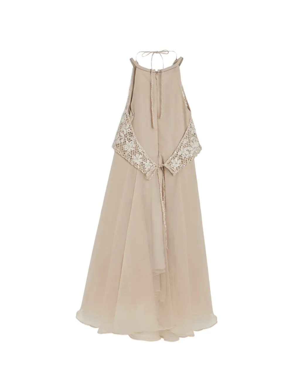  Brunello Cucinelli Kids Daisy-embroidery Beaded Silk Dress - Neutrals 