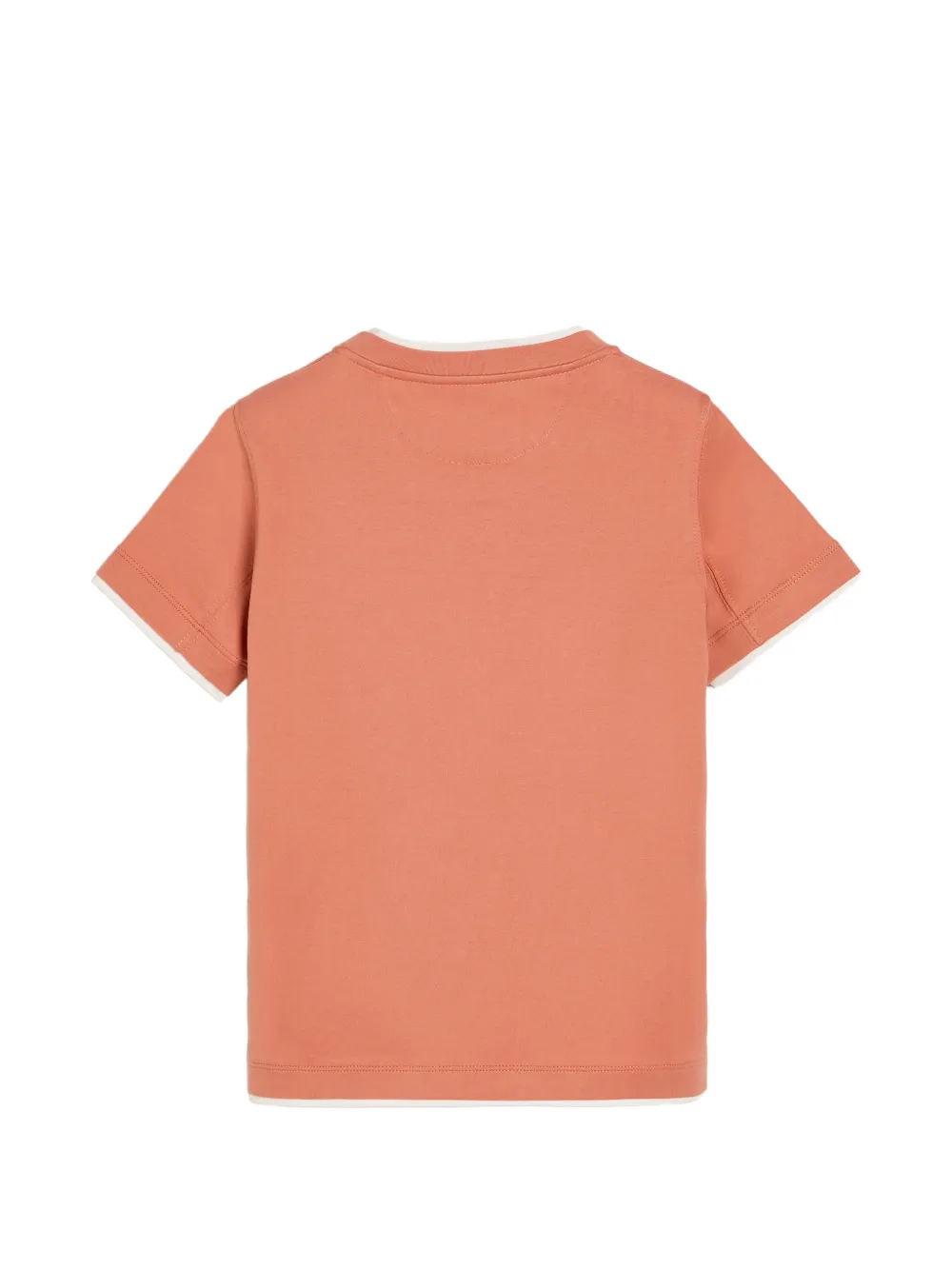 Brunello Cucinelli Kids Katoenen jersey T-shirt met imitatielaag Oranje