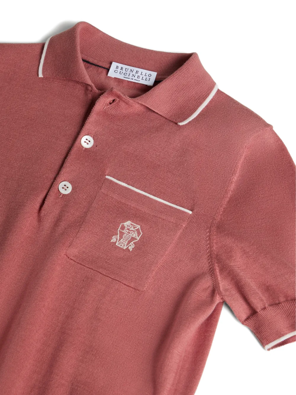 Brunello Cucinelli Kids Gebreid poloshirt met logo Oranje