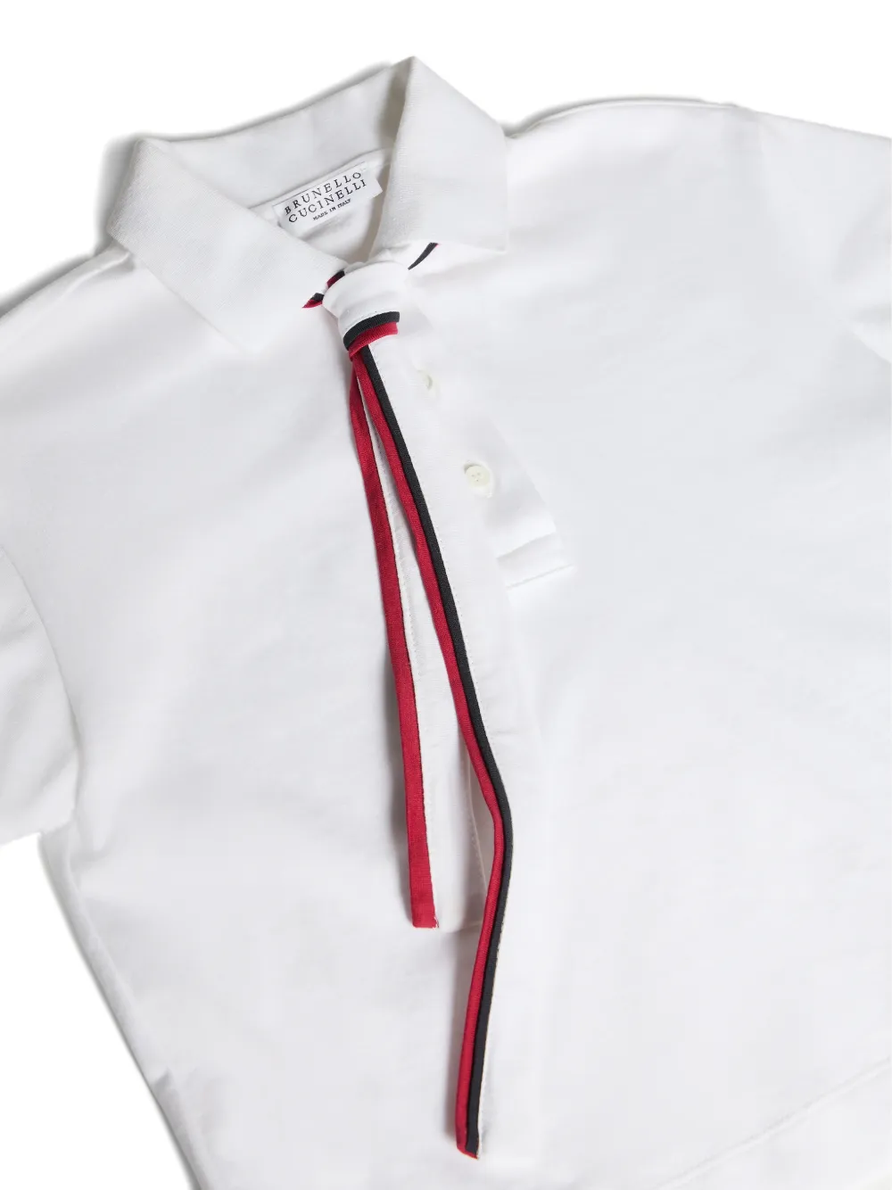 Brunello Cucinelli Kids Katoenen poloshirt met strik Wit