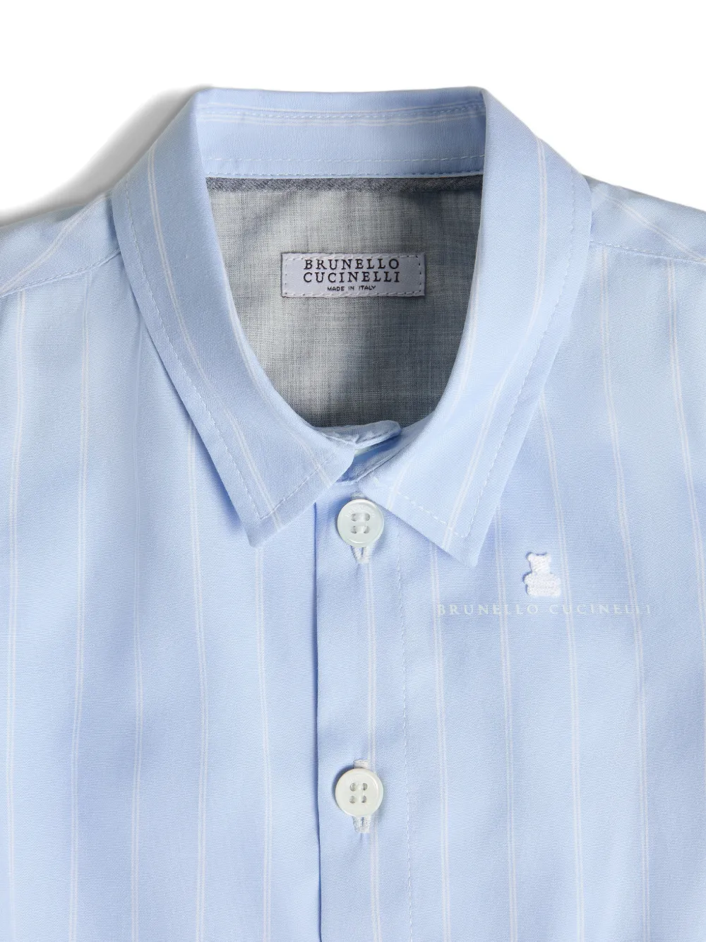 Brunello Cucinelli Kids Popeline Baby Bernie gestreept shirt Blauw
