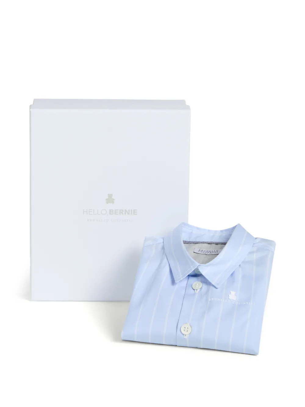 Brunello Cucinelli Kids Popeline Baby Bernie gestreept shirt Blauw