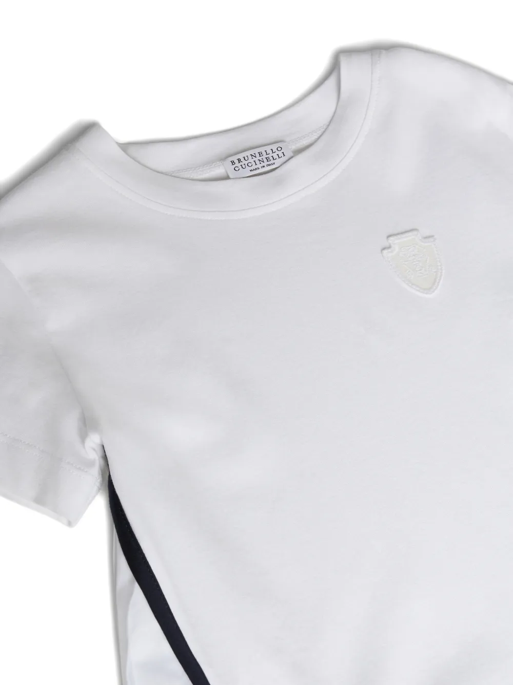Brunello Cucinelli Kids T-shirt met logopatch en franje Wit