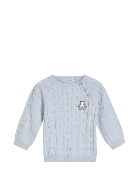 Brunello Cucinelli Kids cotton cable knit baby Bernie sweater
