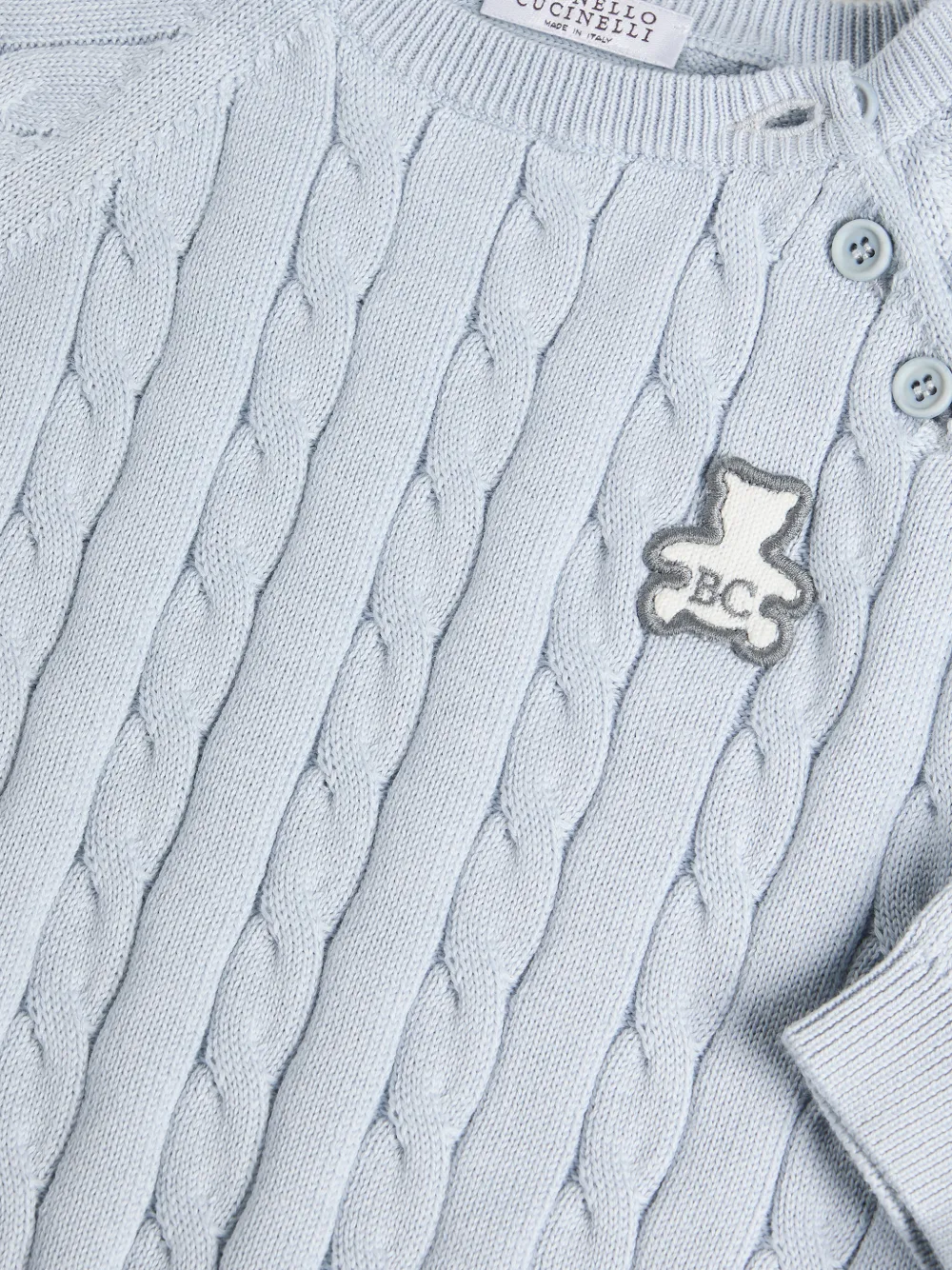 Brunello Cucinelli Kids Katoenen kabelgebreide Bernie trui Blauw