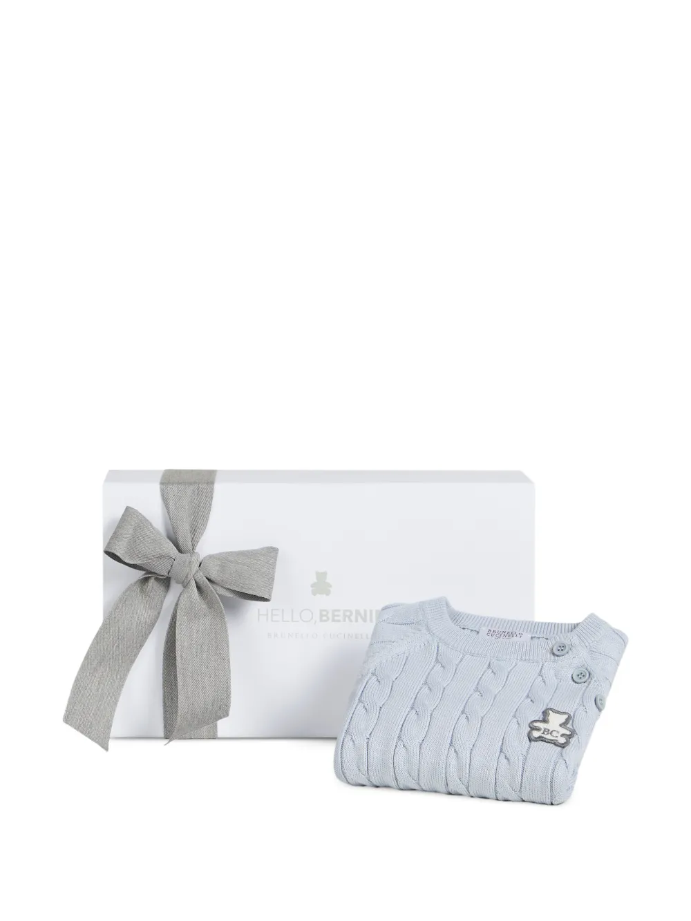 Brunello Cucinelli Kids Katoenen kabelgebreide Bernie trui Blauw