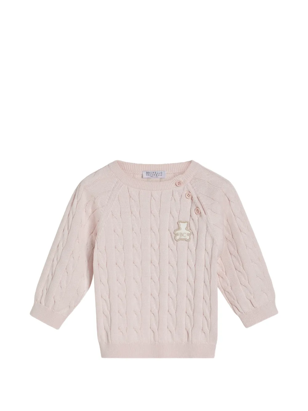 Brunello Cucinelli Kids cotton cable knit baby Bernie sweater - Rosa