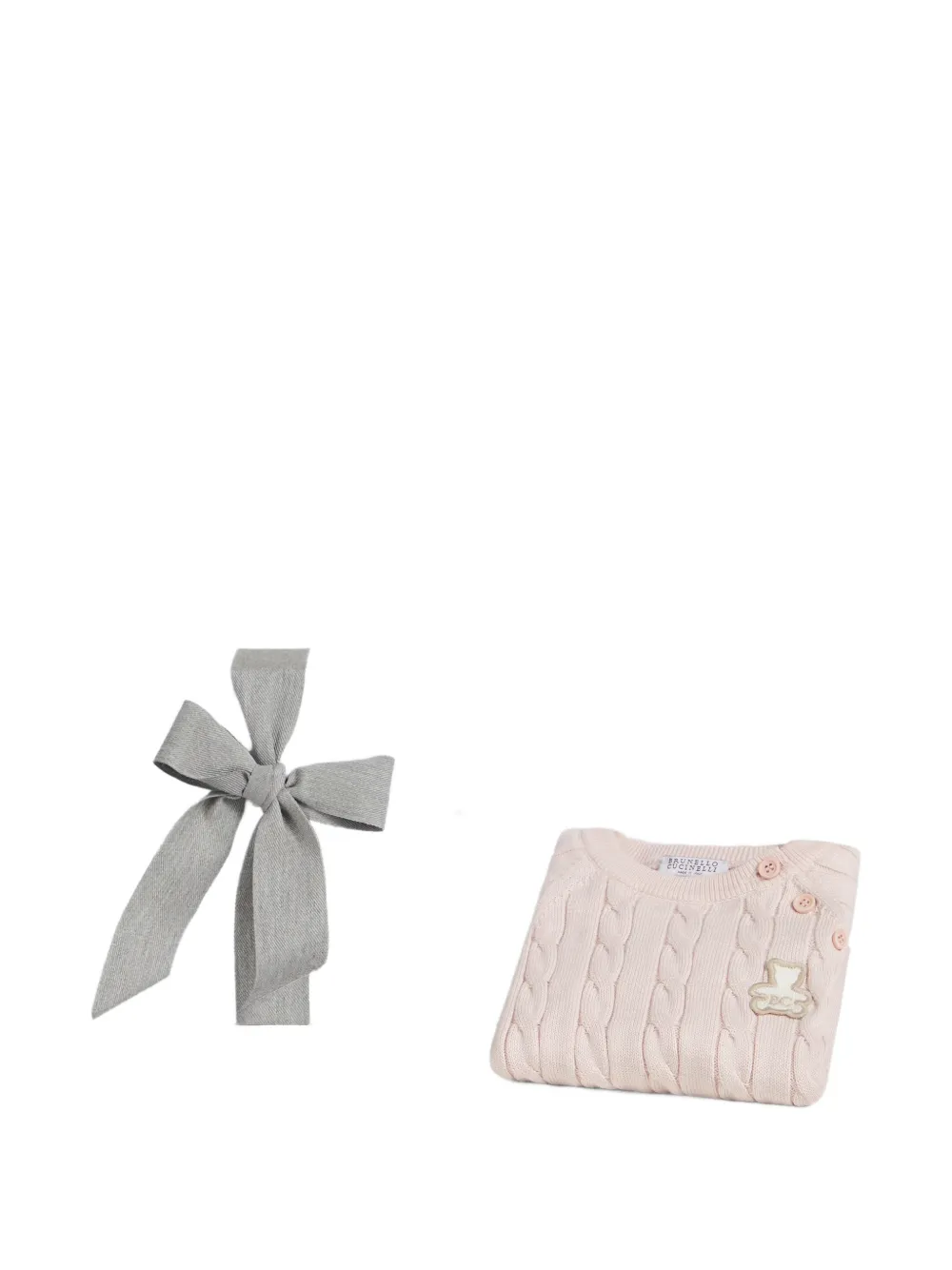 Brunello Cucinelli Kids Katoenen kabelgebreide Bernie trui Roze