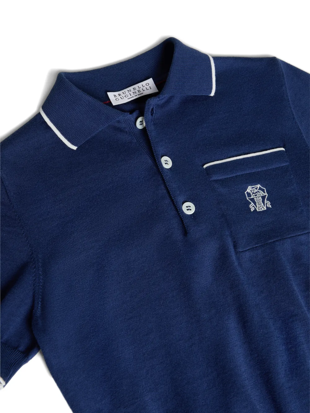 Brunello Cucinelli Kids Poloshirt met logo Blauw