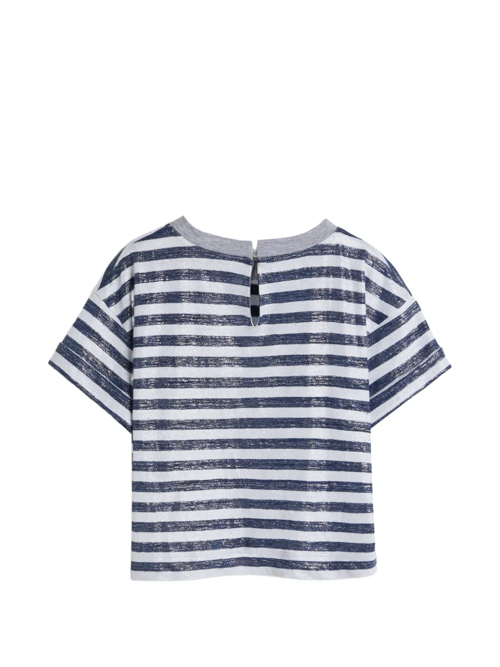Brunello Cucinelli Kids Gestreept lamé T-shirt Blauw