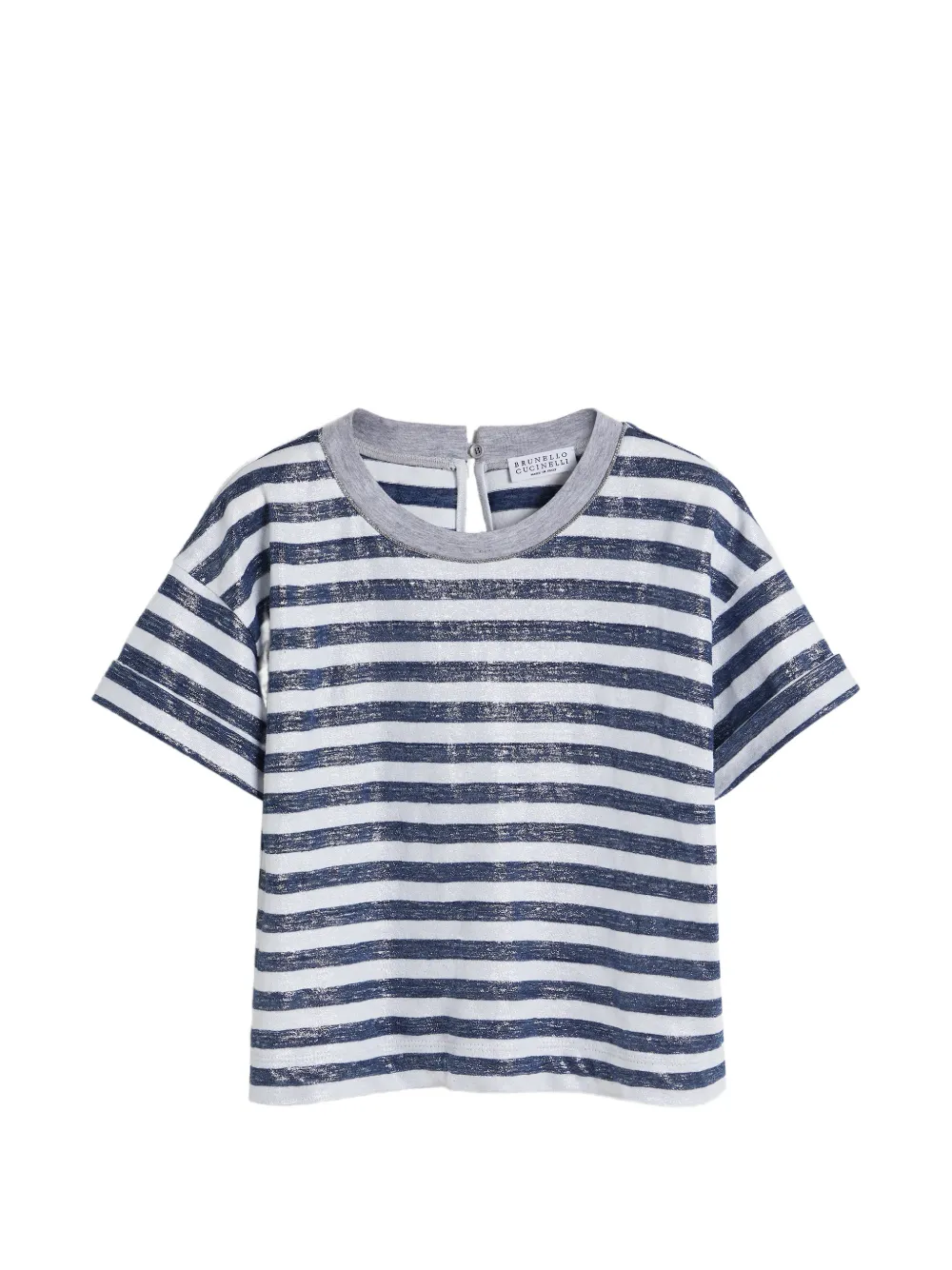 Brunello Cucinelli Kids T-shirt a righe lamé - Blu