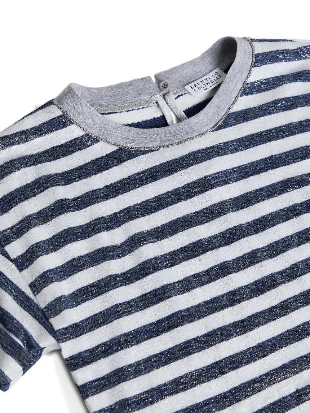 Brunello Cucinelli Kids Gestreept lamé T-shirt Blauw