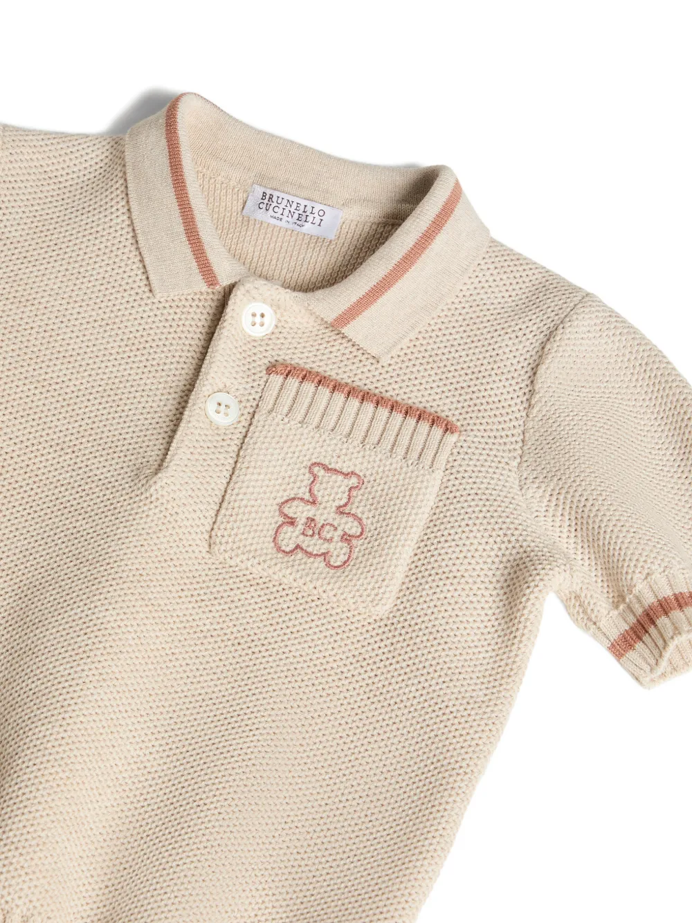 Cotton Honeycomb Stitch Knit Baby Bernie Polo Shirt