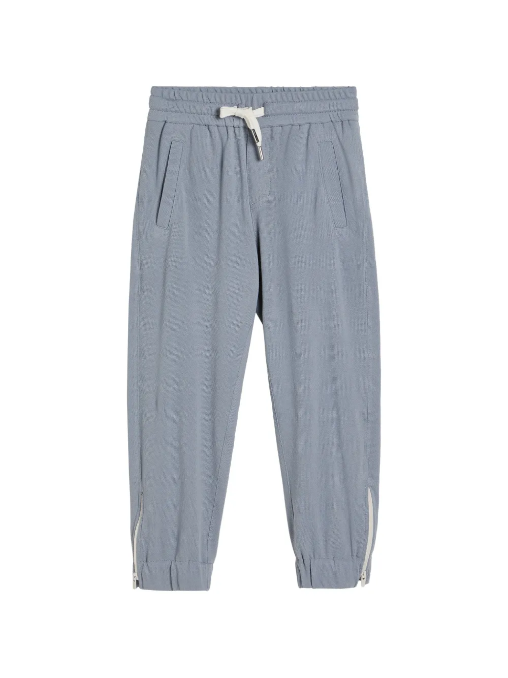 Brunello Cucinelli Kids cotton piqué track trousers with elasticated zipper cuffs - Blu