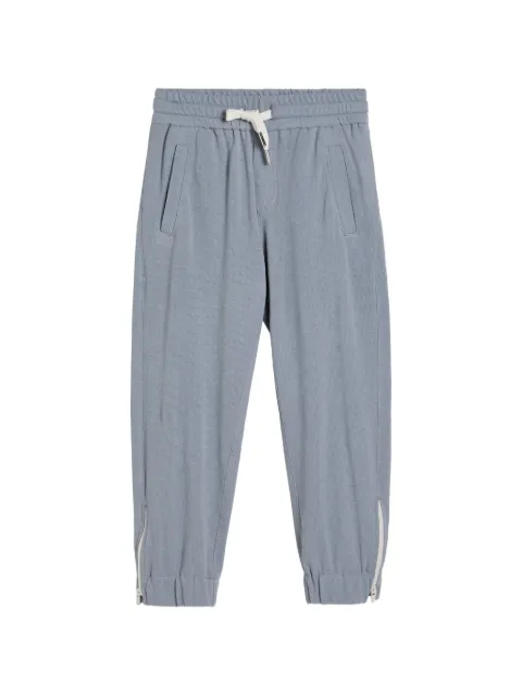 Brunello Cucinelli Kids cotton piqué track trousers with elasticated zipper cuffs
