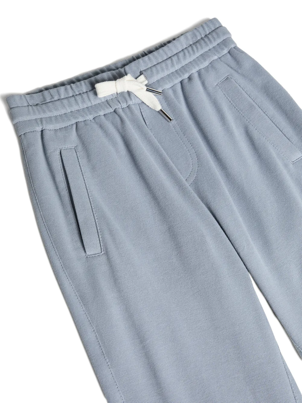 Brunello Cucinelli Kids Katoenen piqué trainingsbroek met elastische afwerking met rits Blauw