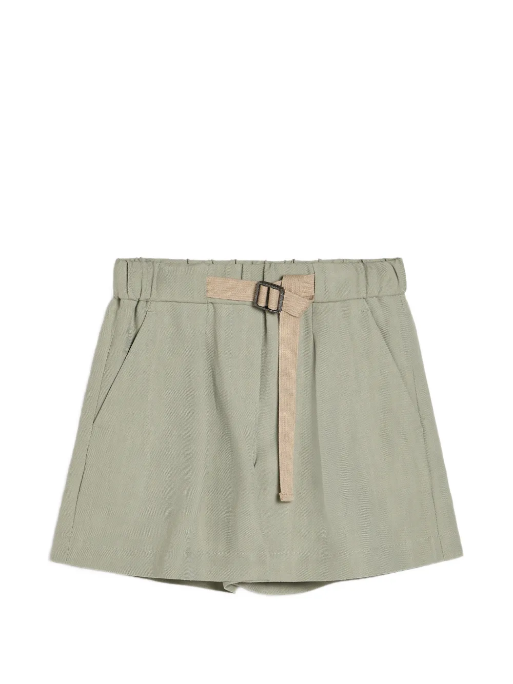 Brunello Cucinelli Kids belted twill shorts - Verde