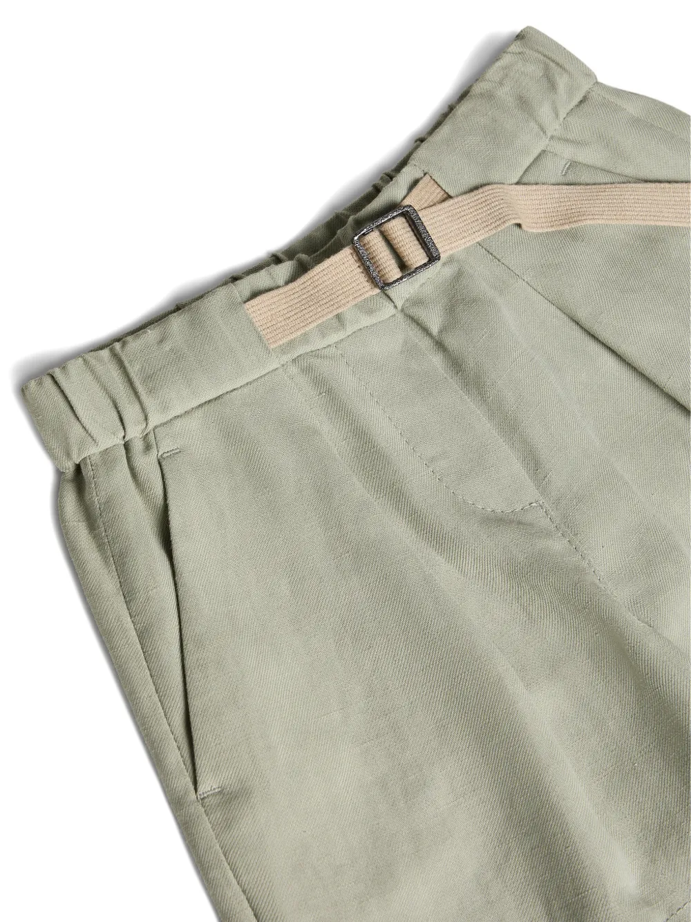  Brunello Cucinelli Kids Belted Twill Shorts - Green 