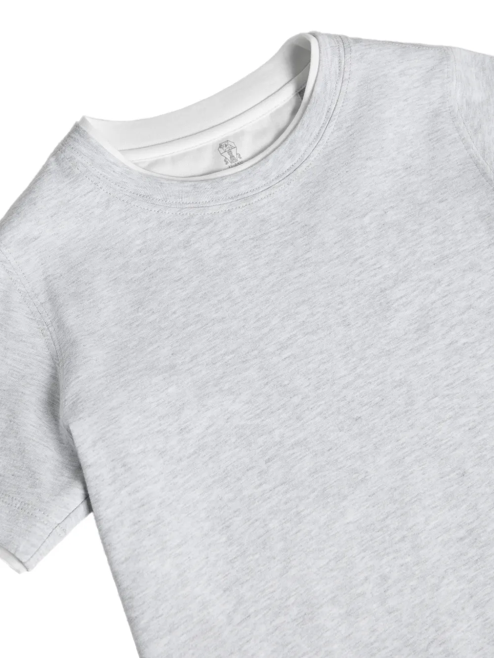 Brunello Cucinelli Kids Katoenen jersey T-shirt met imitatielaag Grijs