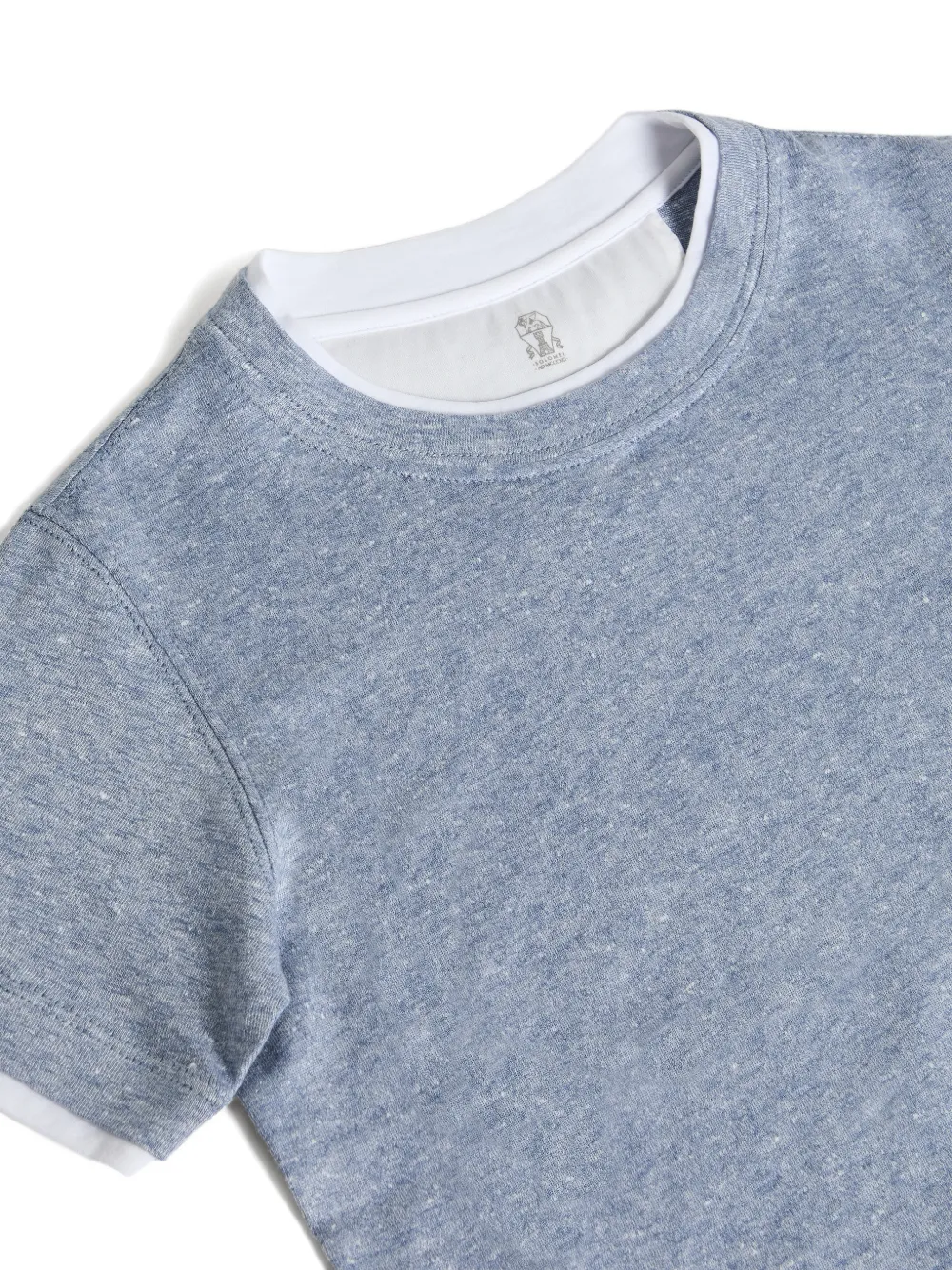 Brunello Cucinelli Kids Linnen en katoenen jersey T-shirt Blauw