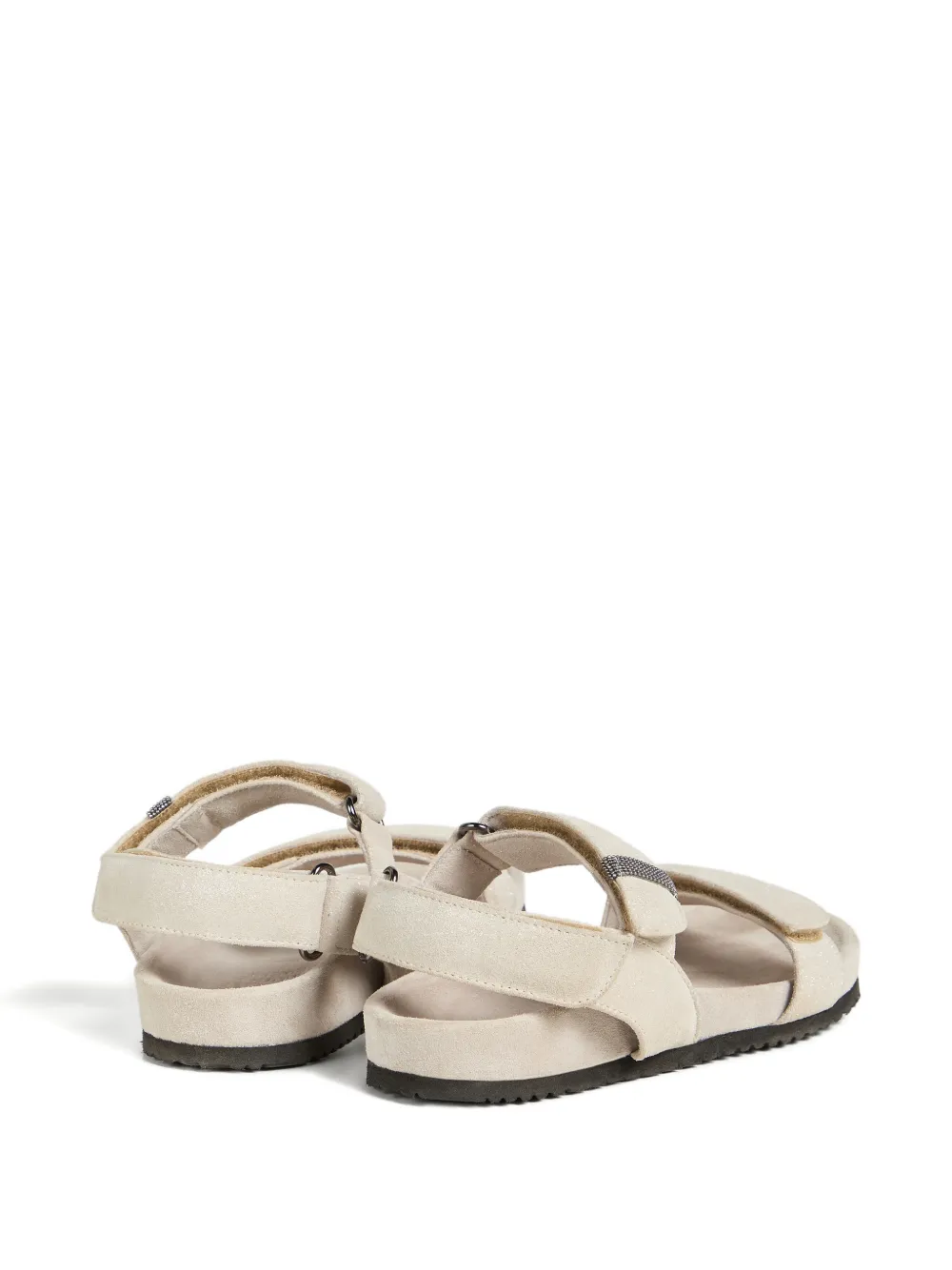 Brunello Cucinelli Kids lamé Monili leather sandals Beige