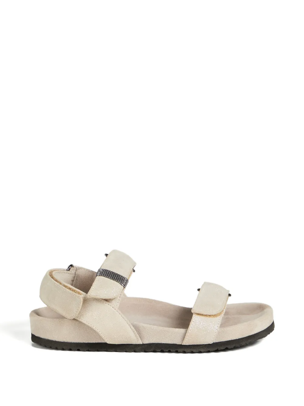 Brunello Cucinelli Kids lamé Monili leather sandals Beige