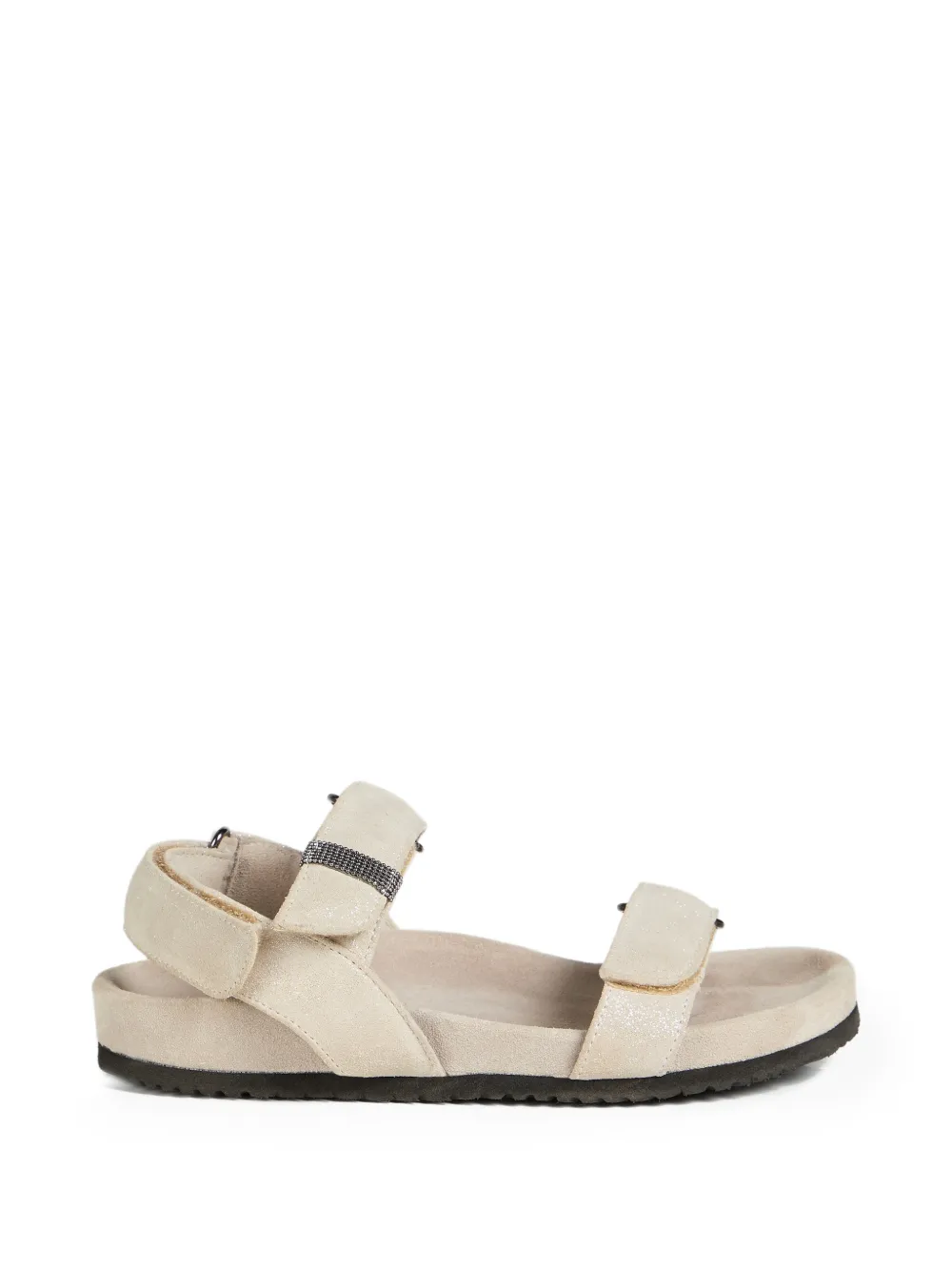  Brunello Cucinelli Kids Lamé Monili Leather Sandals - Neutrals 
