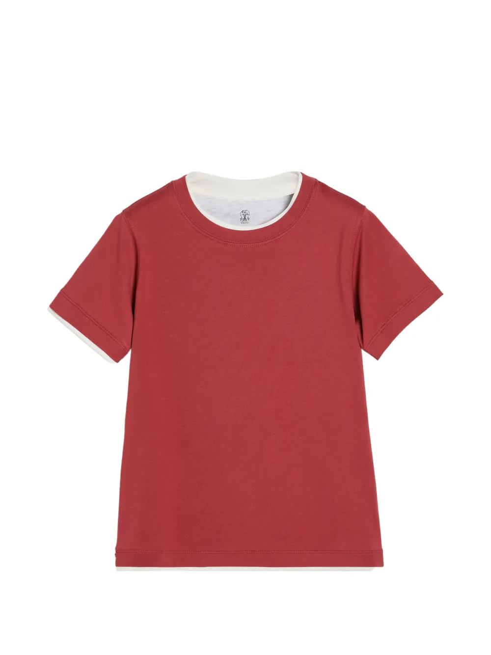 Brunello Cucinelli Kids cotton jersey T-shirt with faux-layering - Rosso