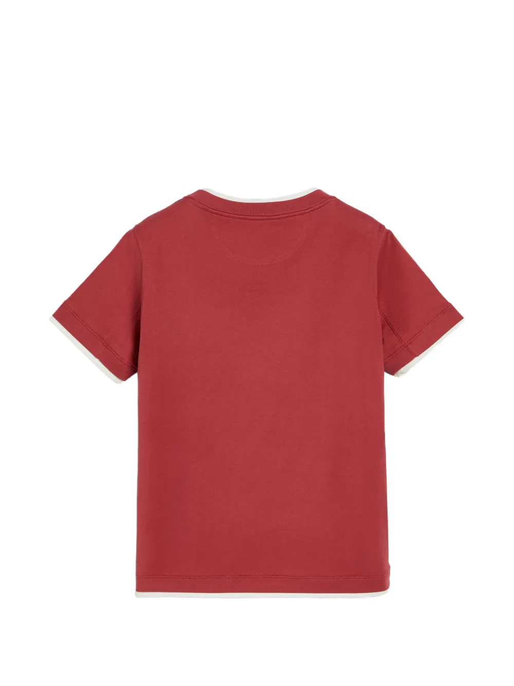 Brunello Cucinelli Kids Katoenen jersey T-shirt met imitatielaag Rood