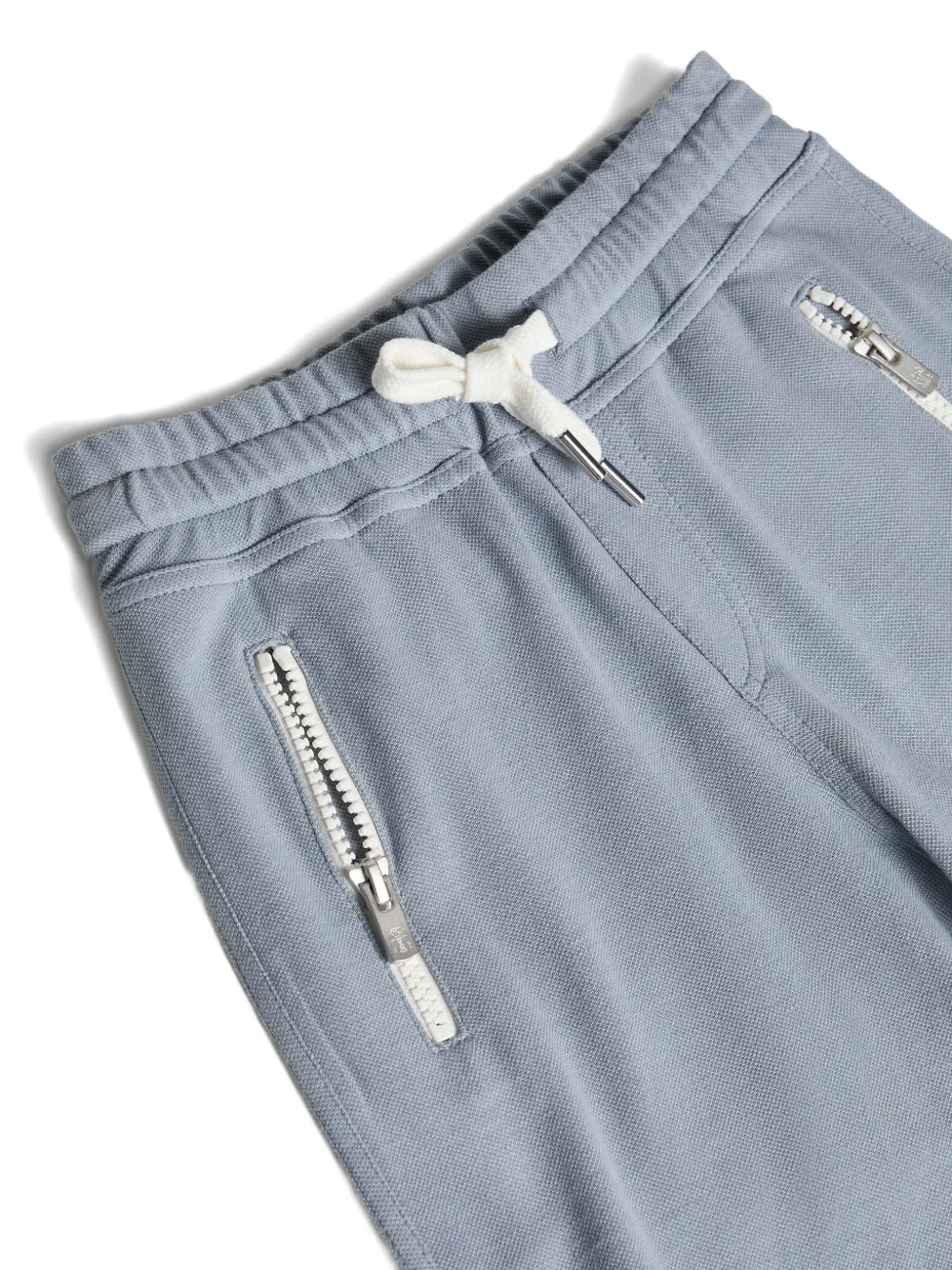 Brunello Cucinelli Kids Katoenen piqué bermuda shorts met trekkoord Blauw