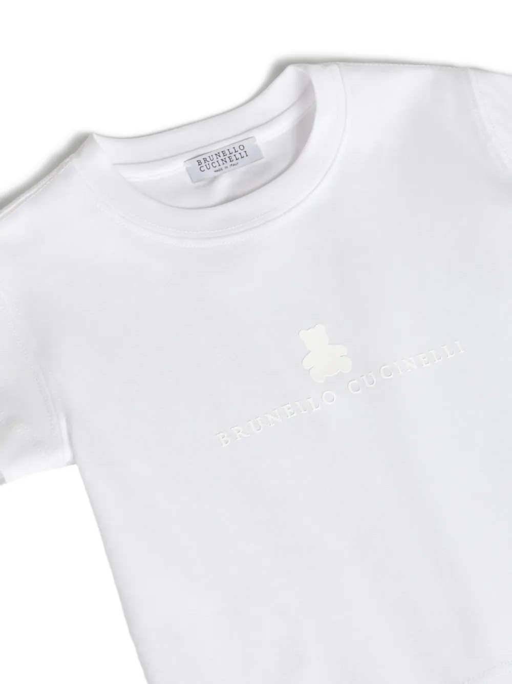 Brunello Cucinelli Kids Katoenen jersey Baby Bernie T-shirt Wit