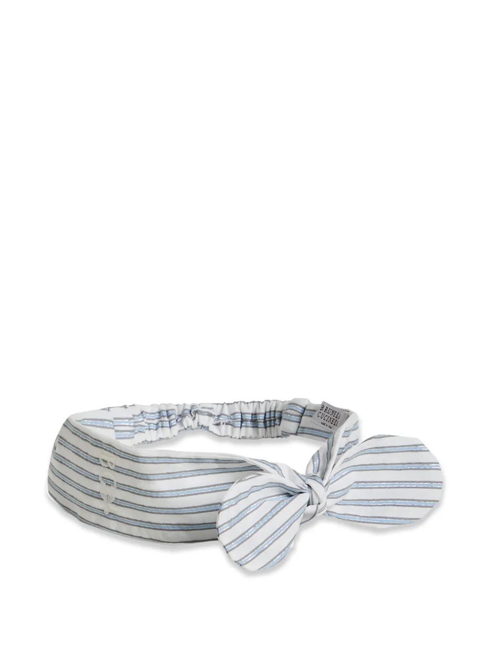 Brunello Cucinelli Kids sparkling striped cotton Baby Bernie headband - Bianco