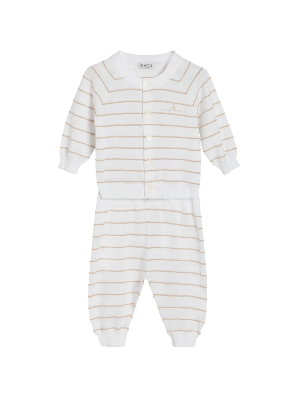 Brunello Cucinelli Kids Set Baby Bernie a righe - Bianco
