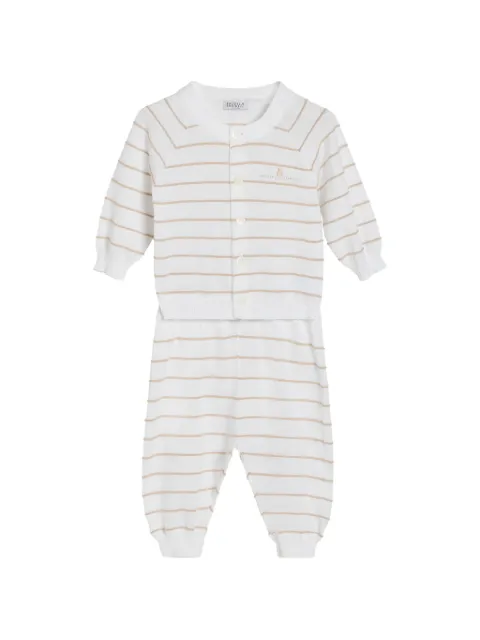 Brunello Cucinelli Kids striped cotton lightweight knit Baby Bernie matching set