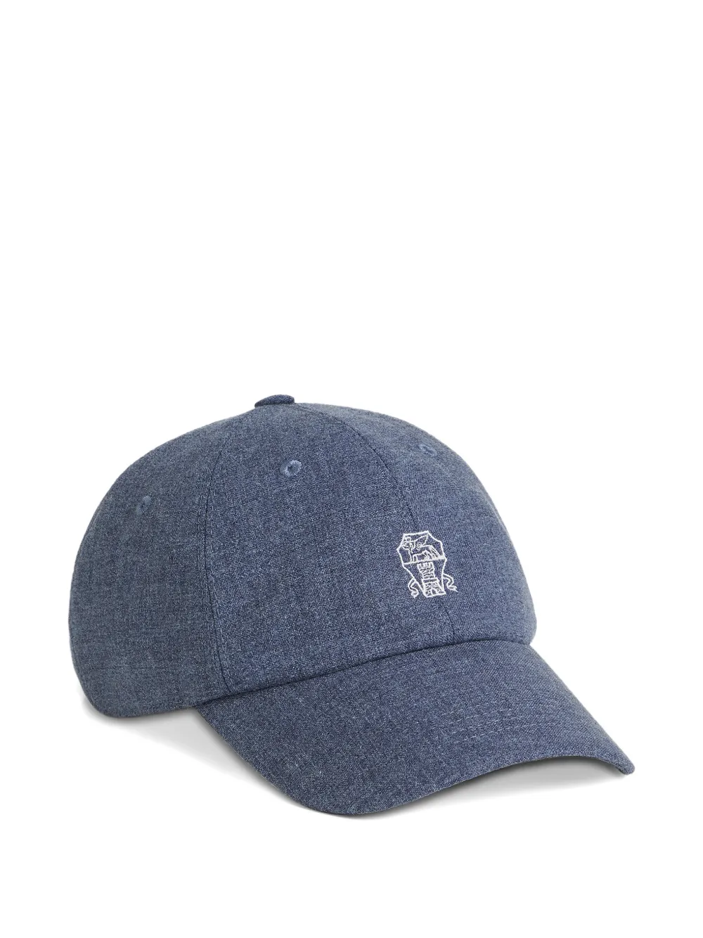 Brunello Cucinelli Kids virgin-wool, cotton and silk baseball cap with logo - Blu