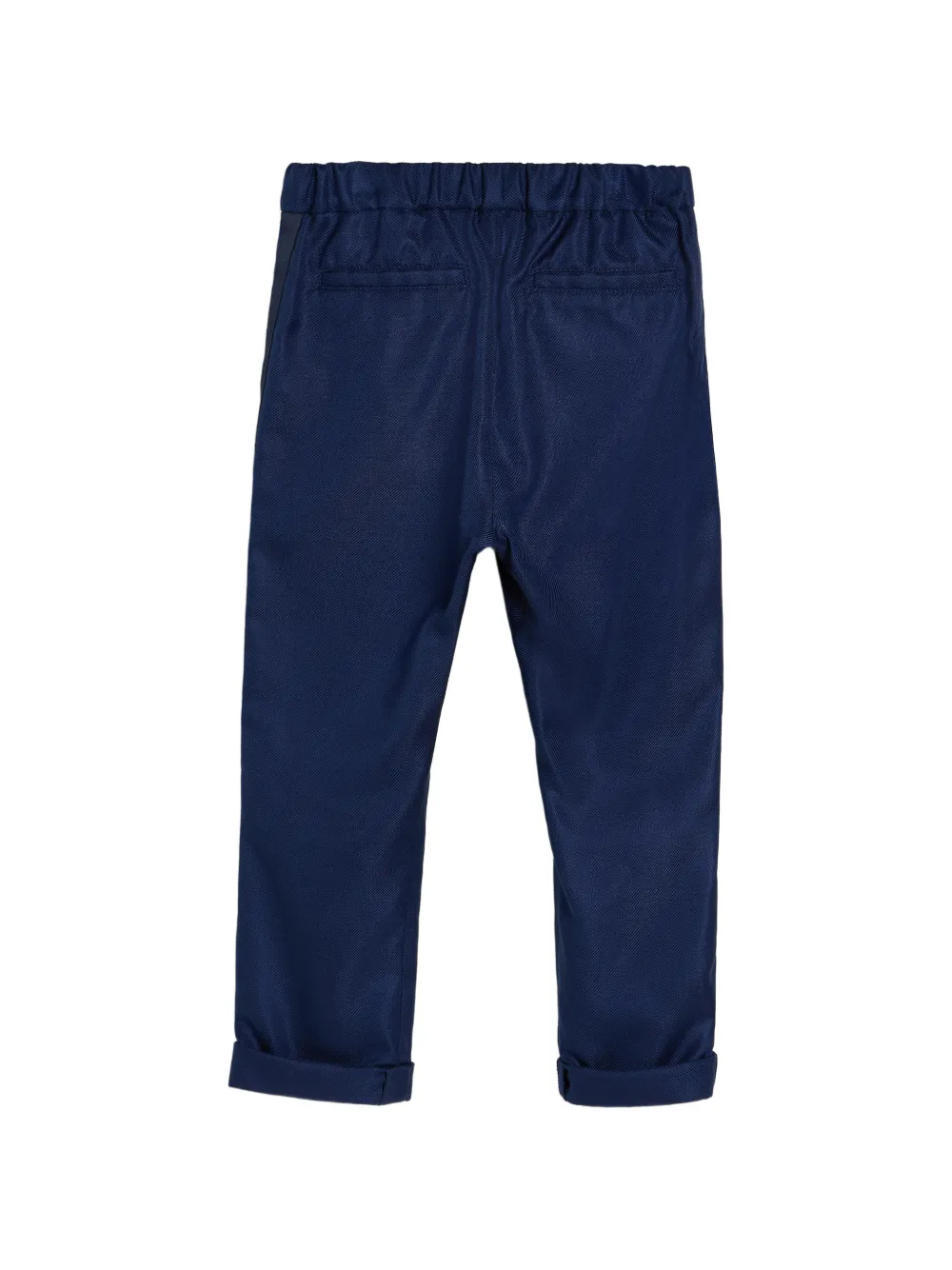  Brunello Cucinelli Kids Silk Diagonal Tuxedo Trousers With Drawstring And Double Pleats - Blue 