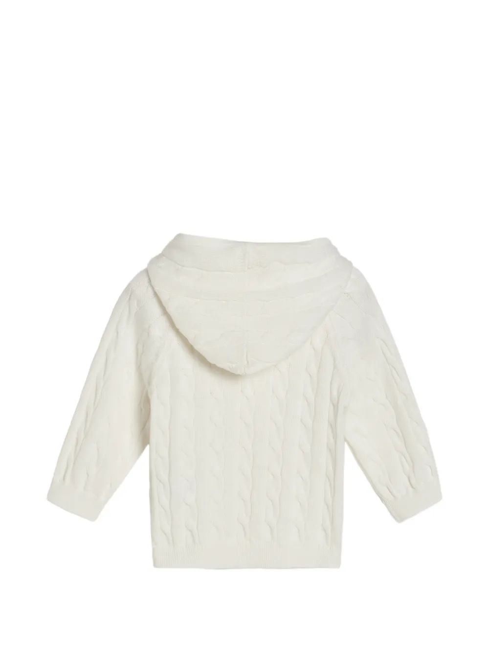 Brunello Cucinelli Kids Katoenen kabelgebreide Baby Bernie sweater met capuchon Wit