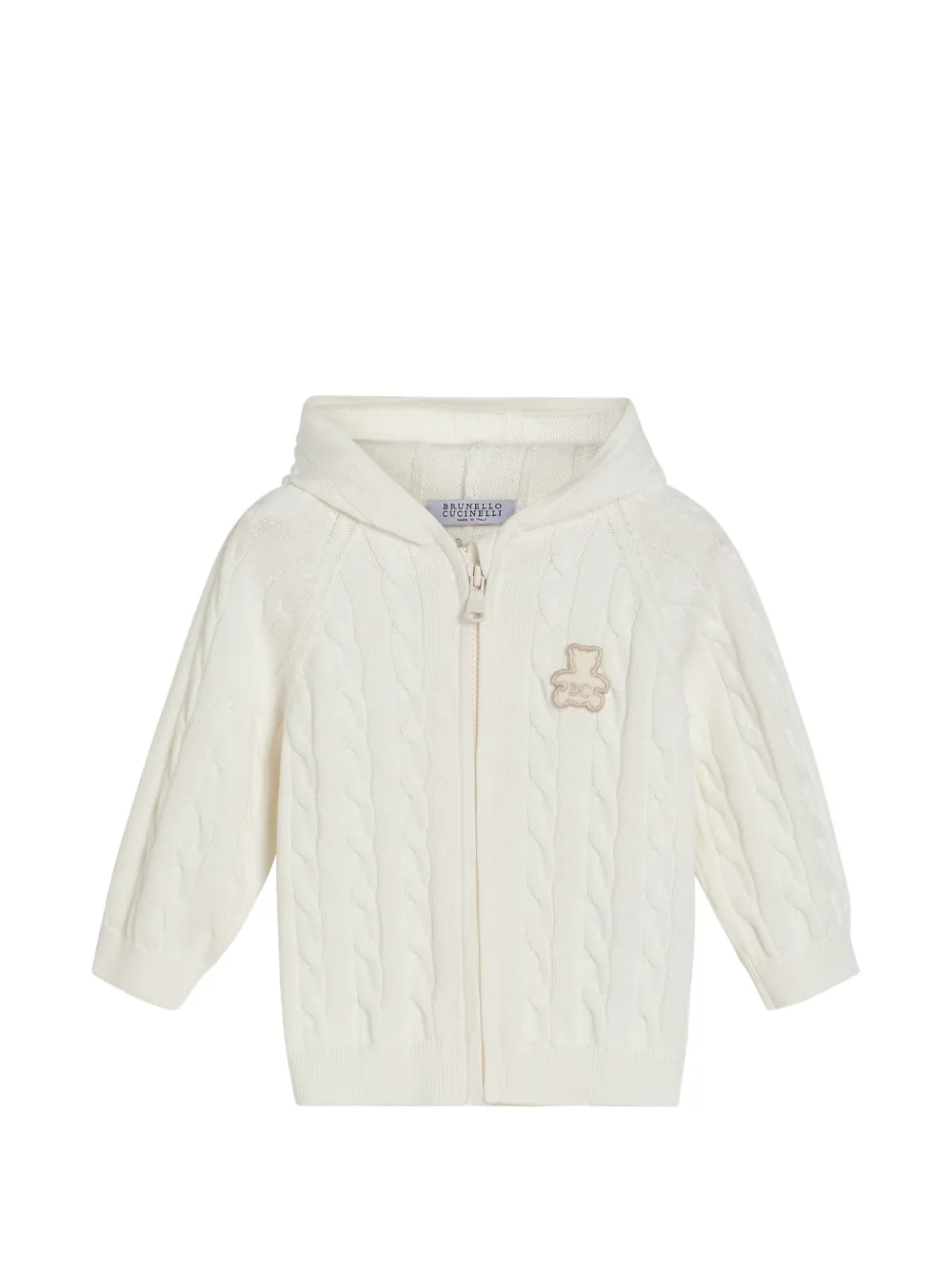 Brunello Cucinelli Kids Felpa Baby Bernie con cappuccio - Bianco