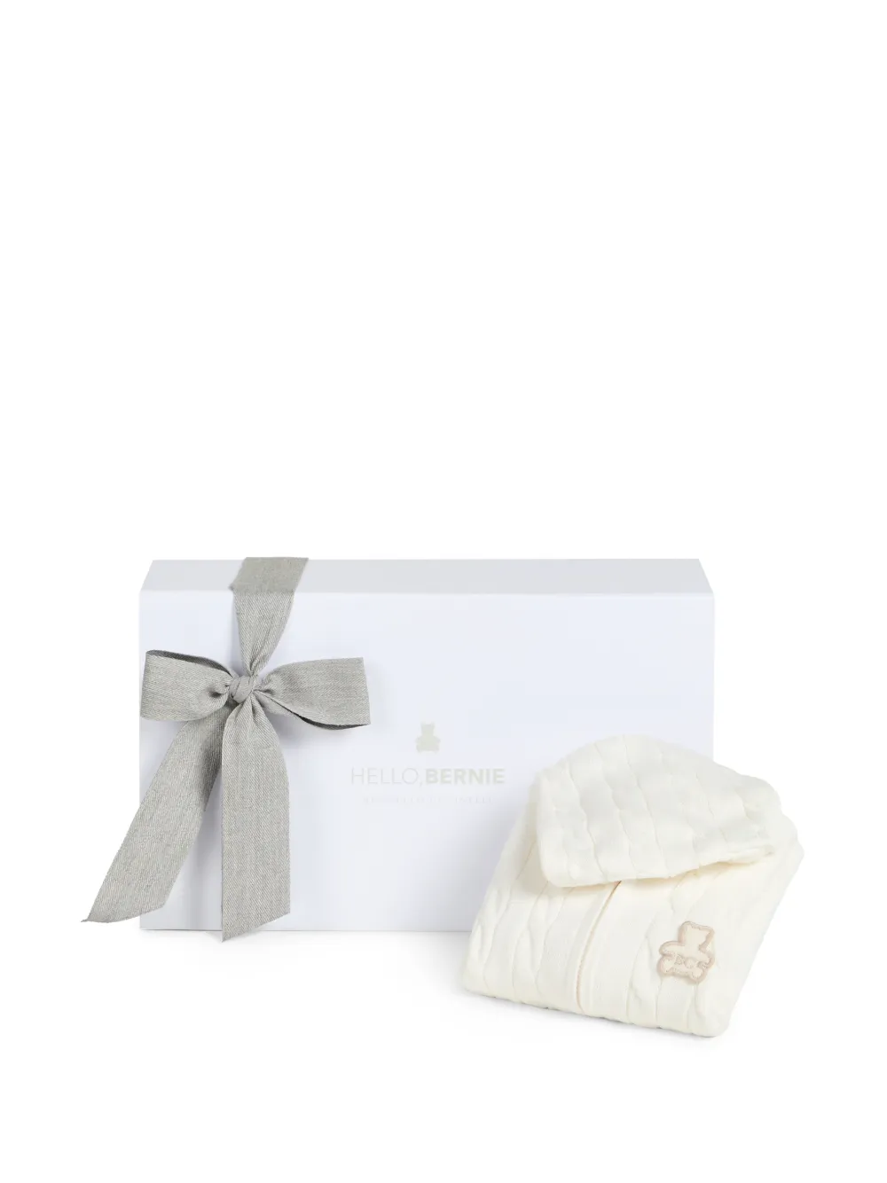 Brunello Cucinelli Kids Katoenen kabelgebreide Baby Bernie sweater met capuchon Wit