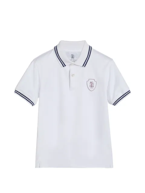 Brunello Cucinelli Kids playera tipo polo con rayas y logo
