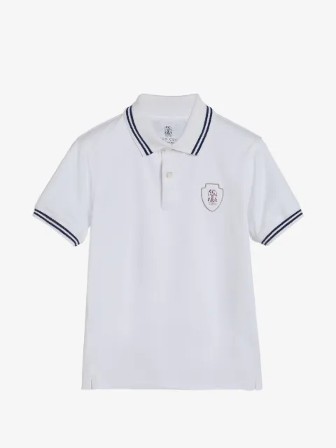 Brunello Cucinelli Kids logo striped cotton polo shirt