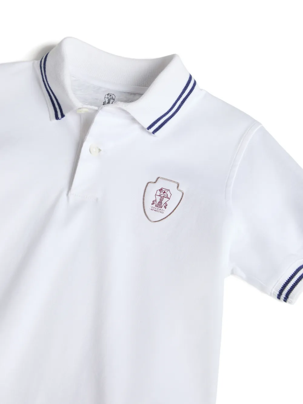 Brunello Cucinelli Kids Katoenen poloshirt met logostreep Wit